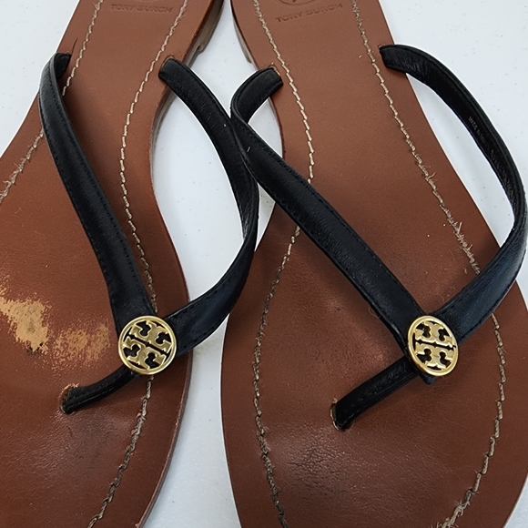 Tory Burch Terra Thong Sandals Black Size 9 - Picture 12 of 13